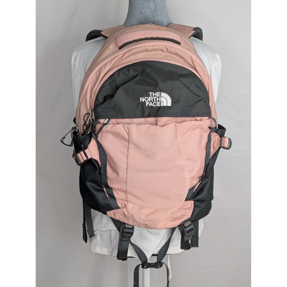 The North Face Recon Backpack Pink Black Laptop School Travel Hiking 18x13x6.5